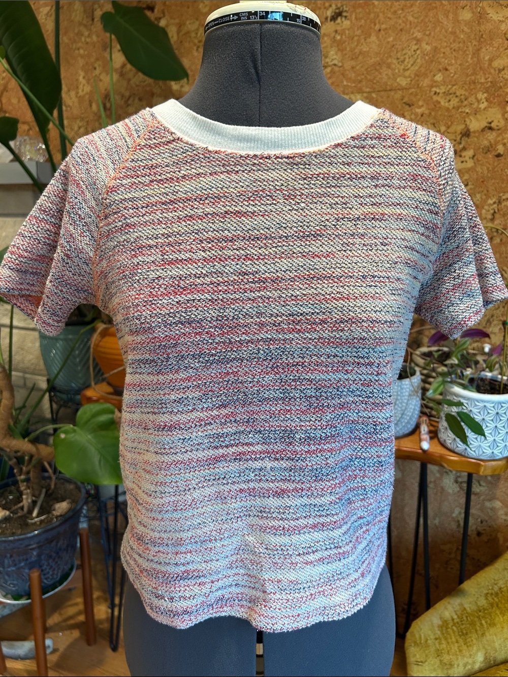Madewell Texted Multicolor Short-Sleeve Crewneck Light Knit Top ✨EUC✨